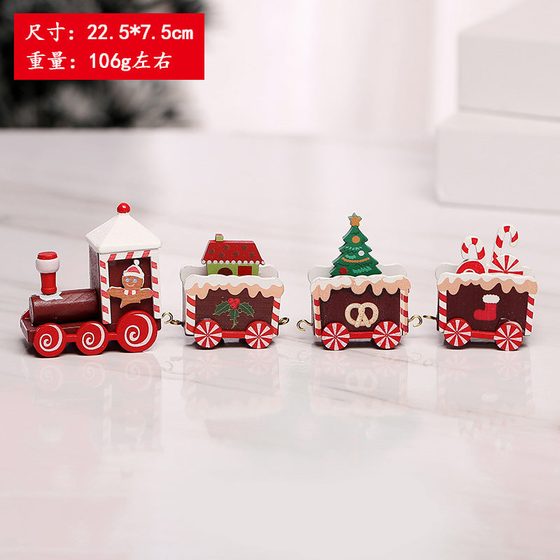 Christmas wooden small locomotive children's kindergarten Christmas gifts Christmas window ornaments Christmas decorations