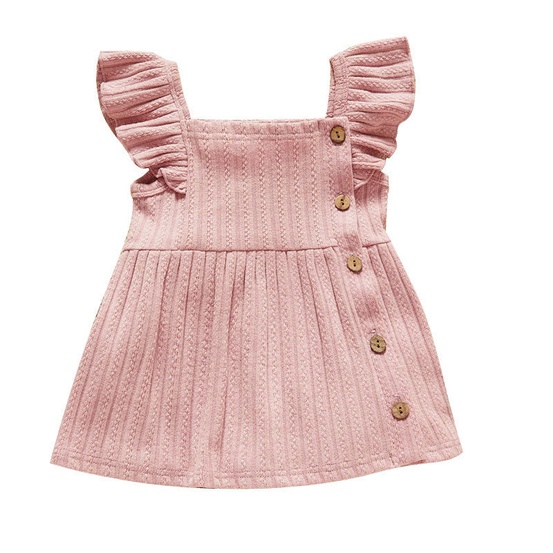INS new girls suspender dress small and medium-sized children's ribbed splicing thickened pit jacquard dress on behalf of