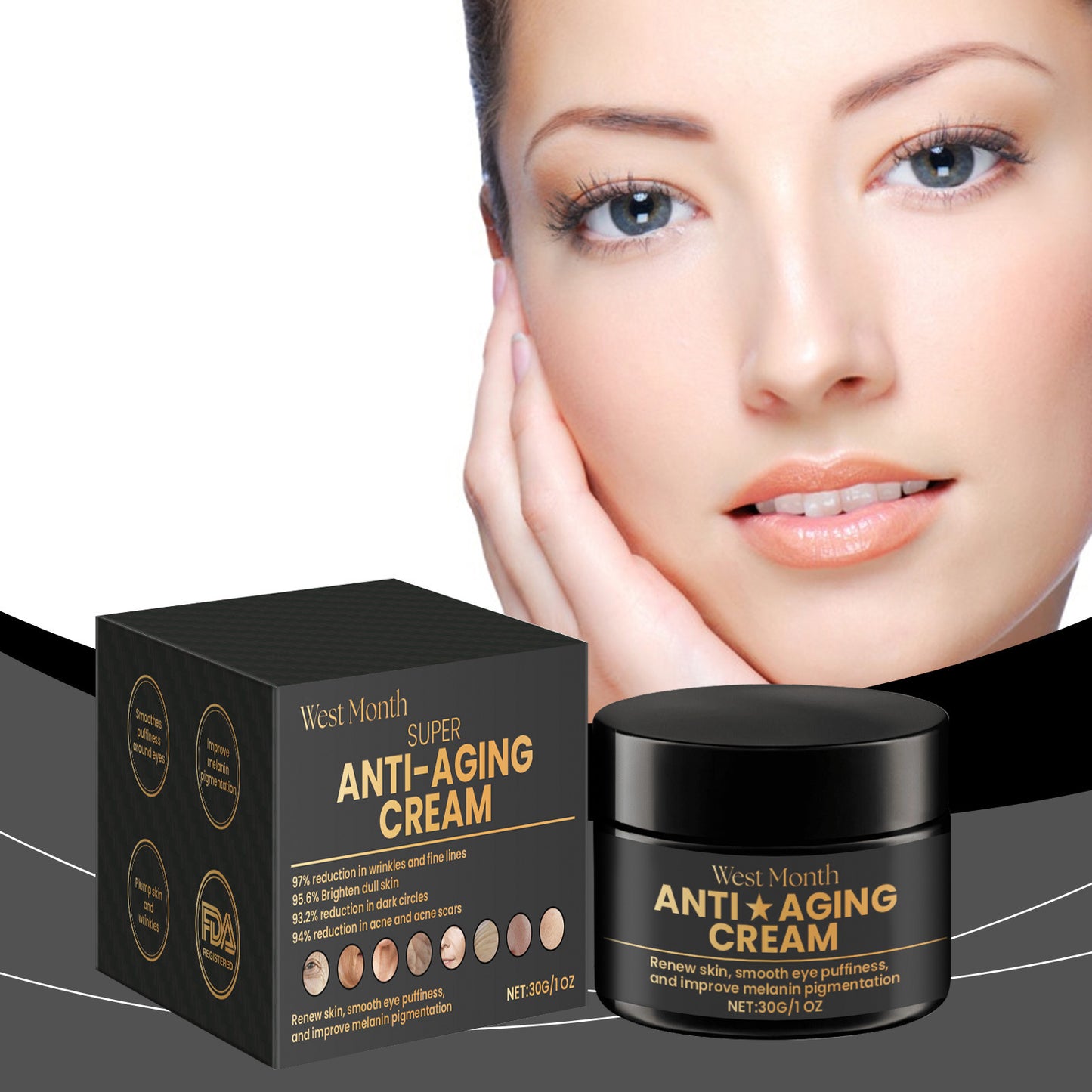 WEST MONTH Deep Moisturizing Cream Facial Skin Hydration Nourishing Care Apply Massage Care Cream