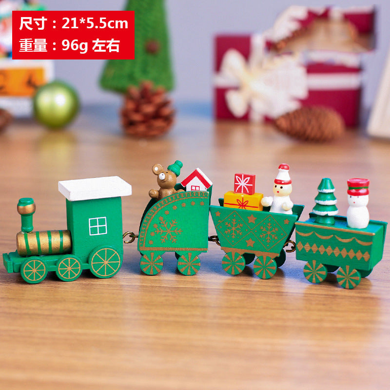 Christmas wooden small locomotive children's kindergarten Christmas gifts Christmas window ornaments Christmas decorations