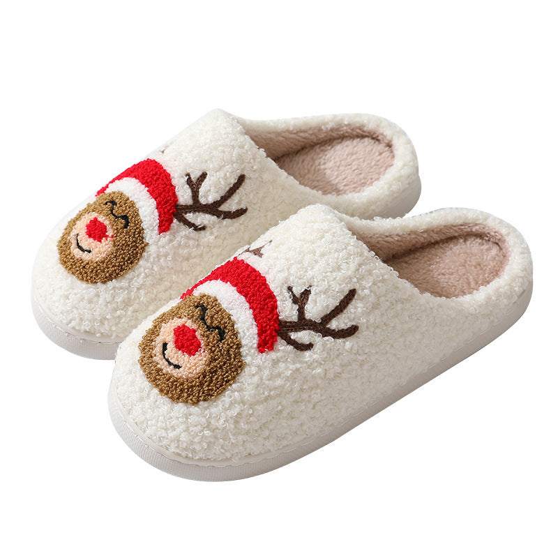 Foreign trade winter cute cartoon Christmas elk cotton slippers student fashion home warm plush cotton slippers wholesale
