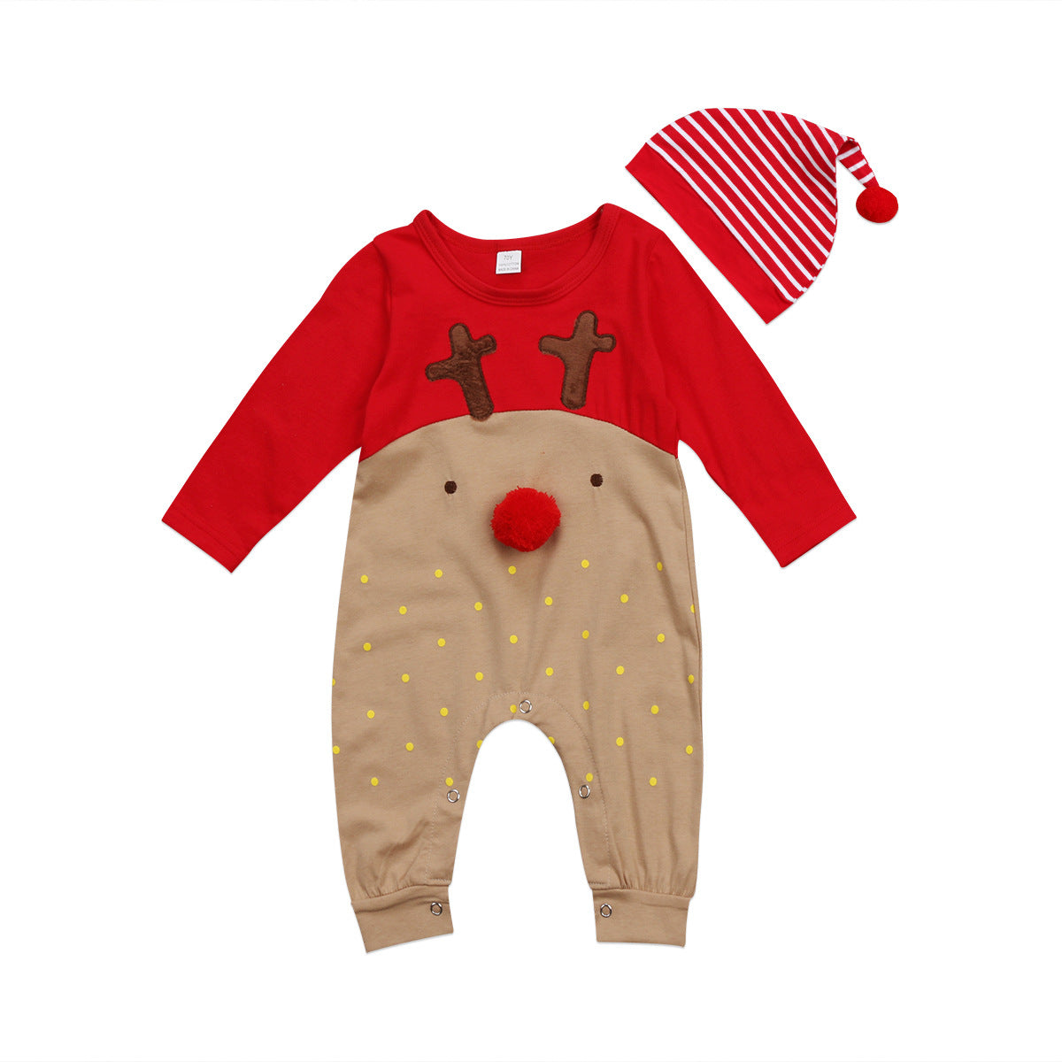 ins explosion new baby deer shape long-sleeved hooded romper autumn long-sleeved Christmas baby romper