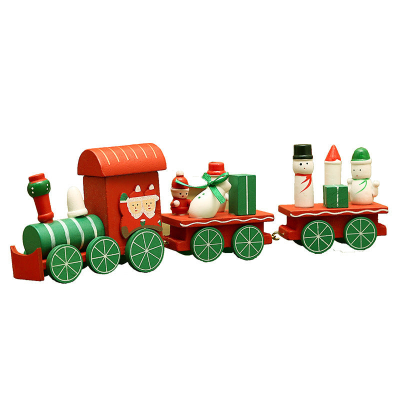 Christmas wooden small locomotive children's kindergarten Christmas gifts Christmas window ornaments Christmas decorations