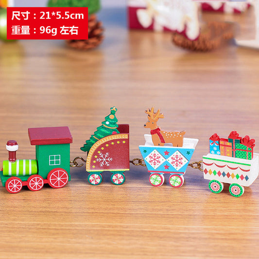 Christmas wooden small locomotive children's kindergarten Christmas gifts Christmas window ornaments Christmas decorations