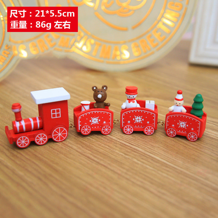 Christmas wooden small locomotive children's kindergarten Christmas gifts Christmas window ornaments Christmas decorations