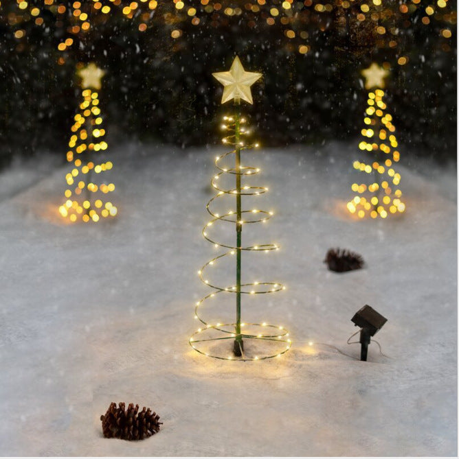 Cross-border popular Christmas garden lights string stars Christmas tree decoration lights LED solar Christmas tree