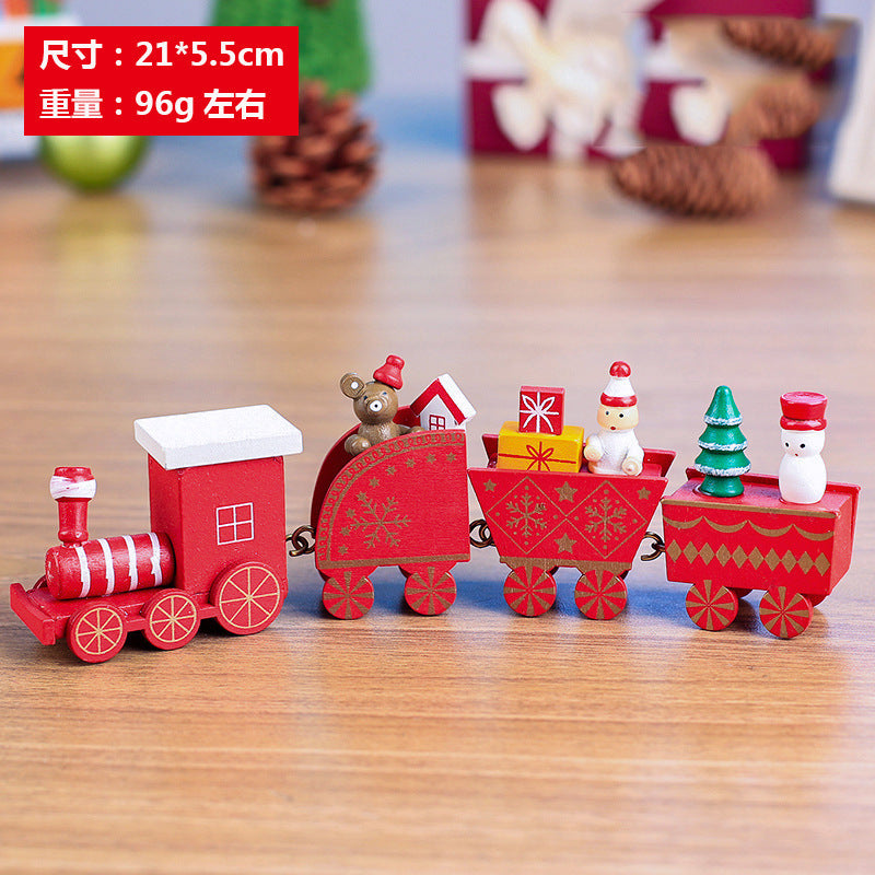 Christmas wooden small locomotive children's kindergarten Christmas gifts Christmas window ornaments Christmas decorations