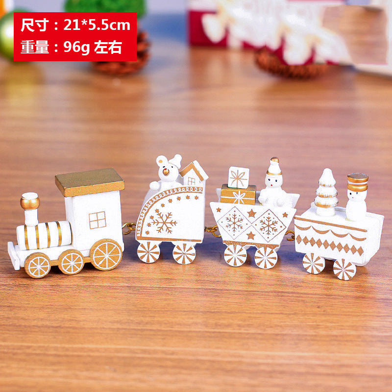 Christmas wooden small locomotive children's kindergarten Christmas gifts Christmas window ornaments Christmas decorations