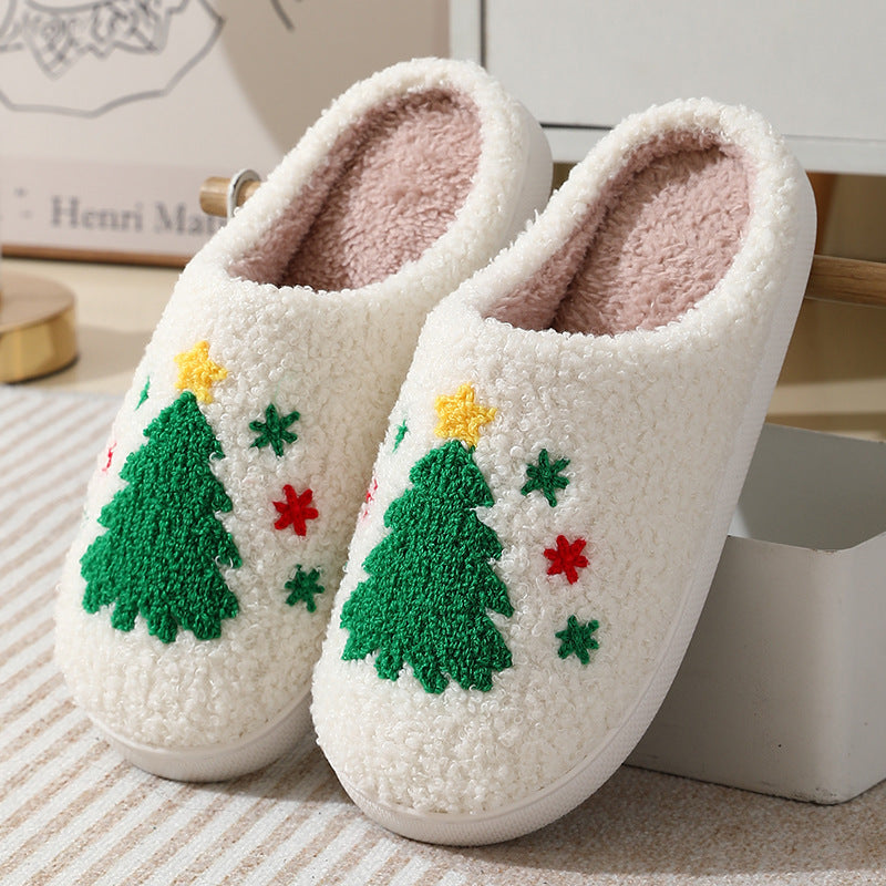 Foreign trade winter cute cartoon Christmas elk cotton slippers student fashion home warm plush cotton slippers wholesale