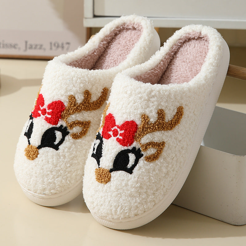 Foreign trade winter cute cartoon Christmas elk cotton slippers student fashion home warm plush cotton slippers wholesale