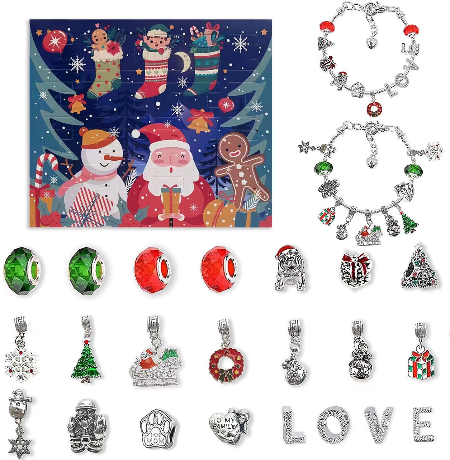 Amazon Countdown 24 Calendar Advent Surprise Blind Box DIY Creative Combination Christmas Bracelet Set