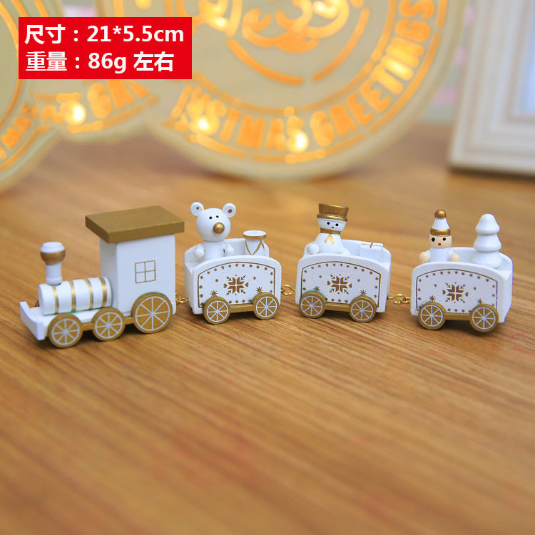 Christmas wooden small locomotive children's kindergarten Christmas gifts Christmas window ornaments Christmas decorations