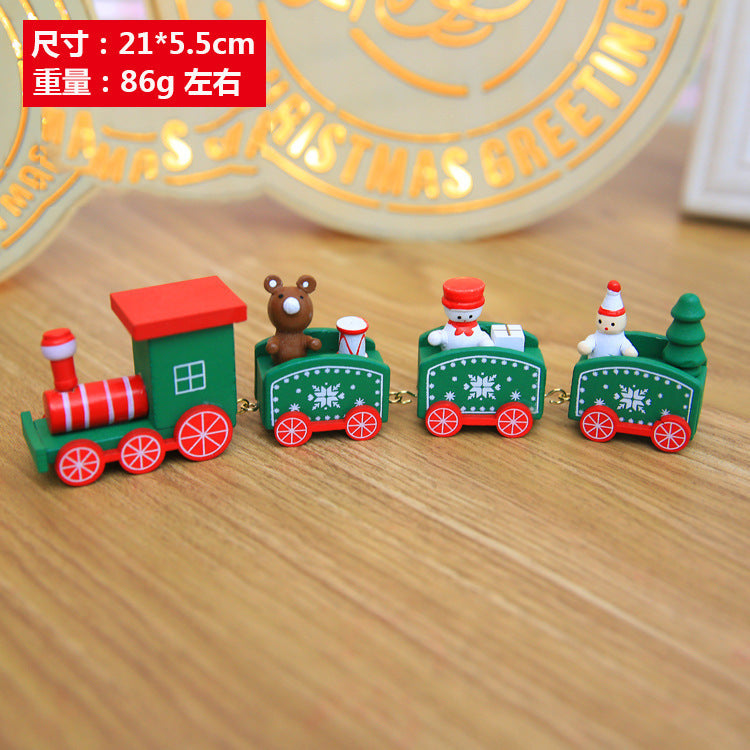 Christmas wooden small locomotive children's kindergarten Christmas gifts Christmas window ornaments Christmas decorations